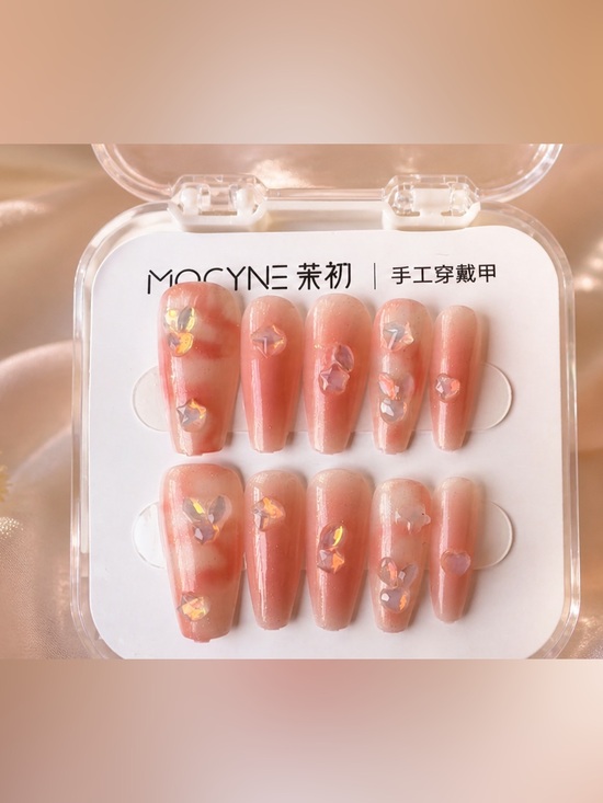 MOCYNE Other - MOCYNE Marbled Press-On Nails with Iridescent Gems - 24 Nails + Prep Items